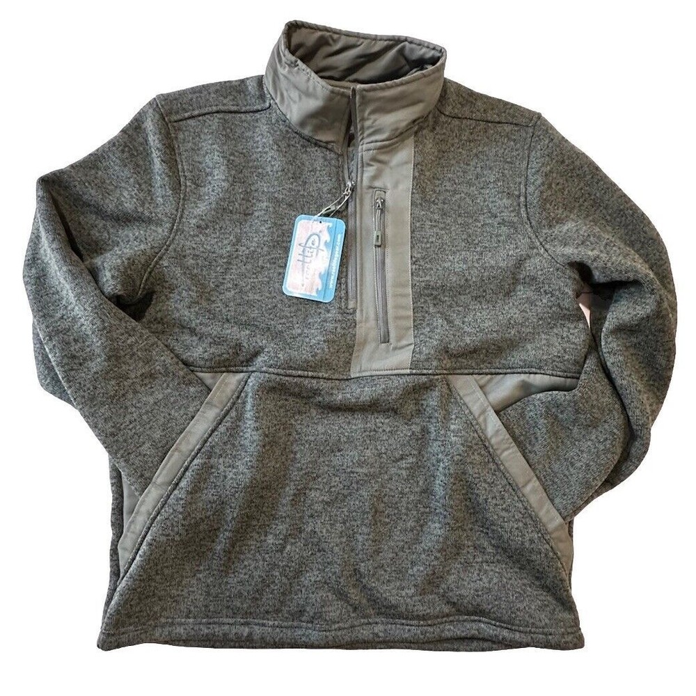 REEL LIFE Silver pine Green 1/4 Zip Barrel Curl Fleece- M NWT MSRP $70